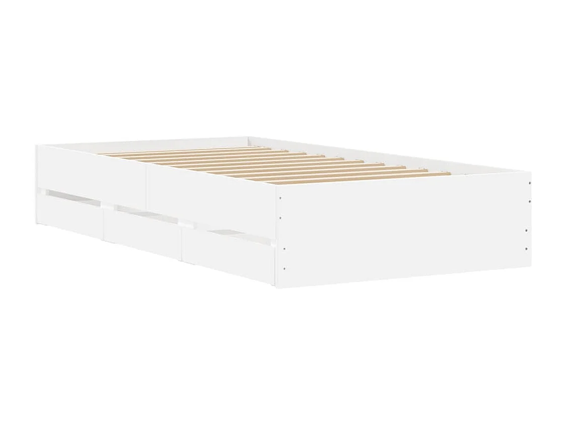 Cadre de lit avec tiroirs blanc 100x200 bois d'ingénierie
