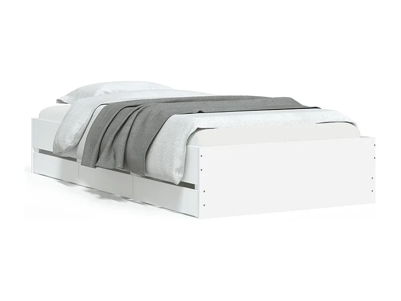 Cadre de lit avec tiroirs blanc 100x200 bois d'ingénierie