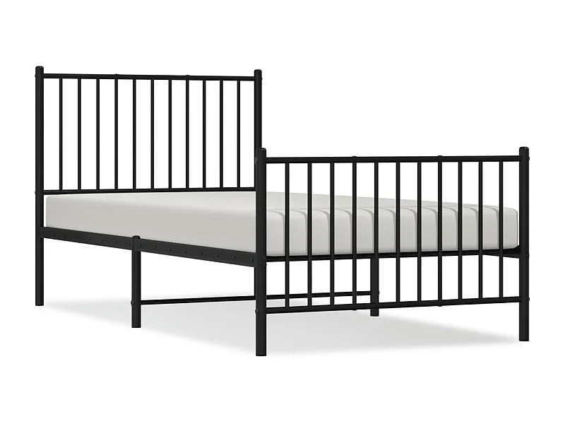 Cadre de lit métal avec tête de lit-pied de lit noir 90x190