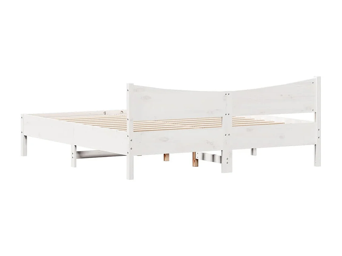 Cadre de lit et tête de lit blanc 200x200 bois de pin massif