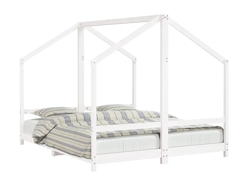 Cadre de lit d'enfant blanc 2x(80x200) cm bois de pin massif