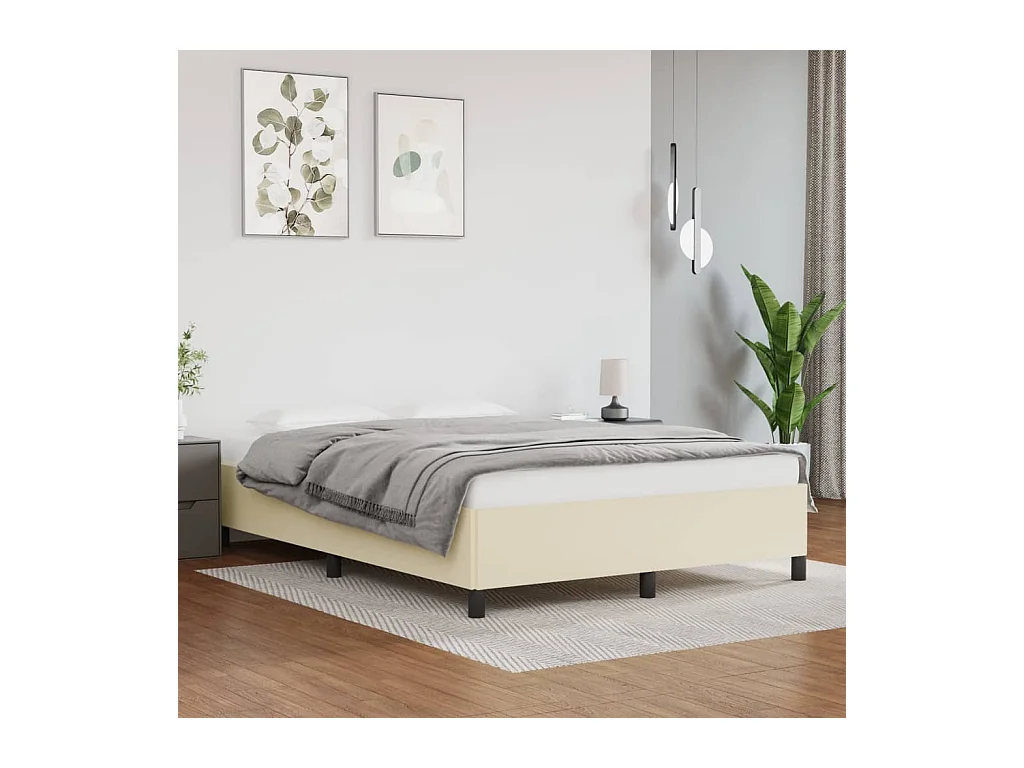 Bedframe kunstleer crèmekleurig 140x200 cm