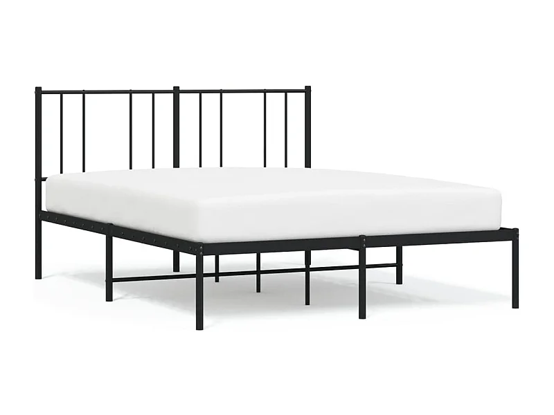 Cadre de lit métal avec tête de lit noir 160x200