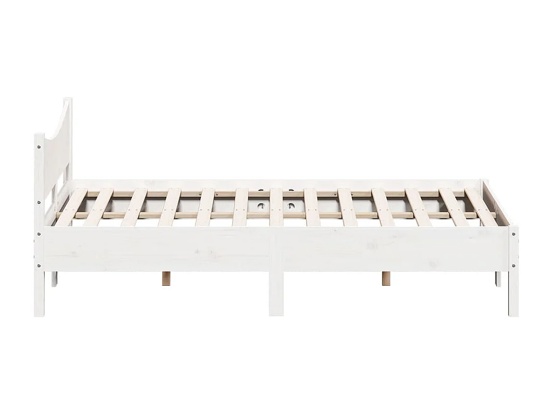 Cadre de lit avec tête de lit blanc 160x200 bois pin massif