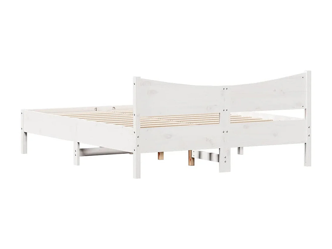 Cadre de lit avec tête de lit blanc 160x200 bois pin massif