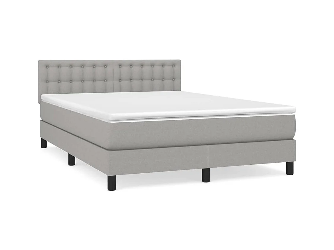 Lit à sommier tapissier avec matelas Gris clair 140x200 Tissu 3