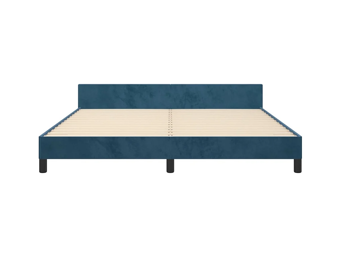 Cadre de lit avec tête de lit Bleu foncé 180x200 Velours