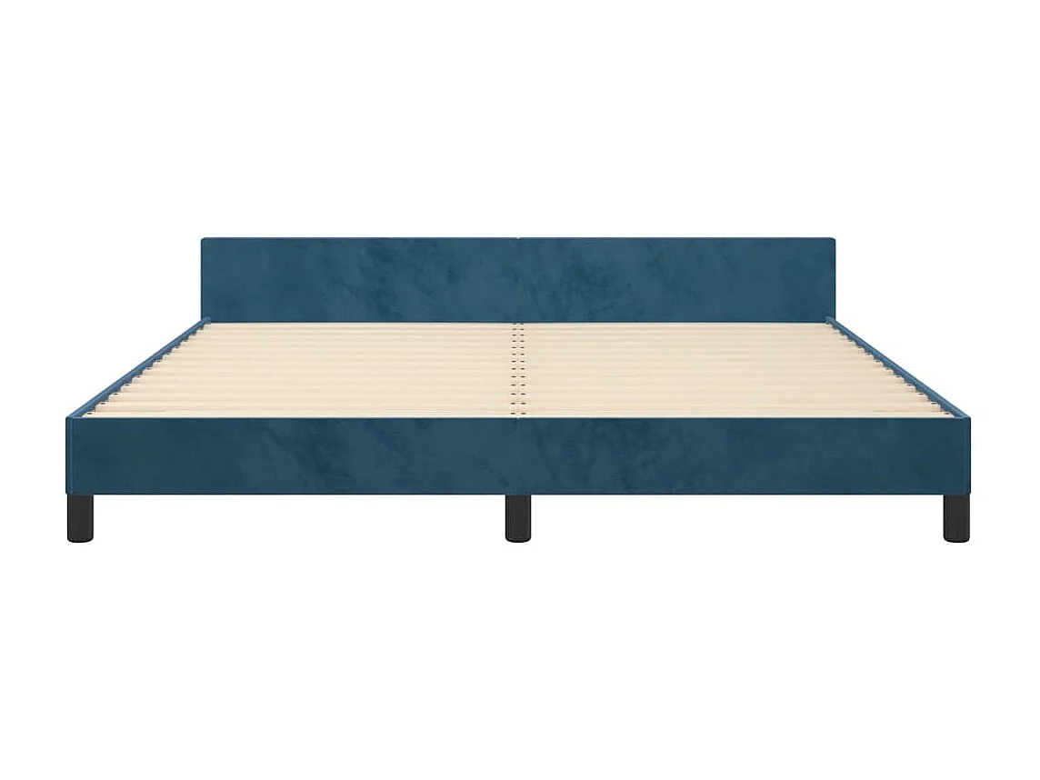 Cadre de lit avec tête de lit Bleu foncé 180x200 Velours