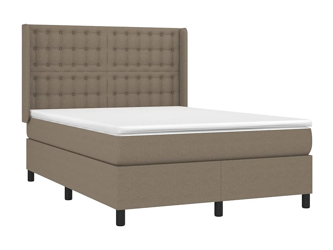 Sommier à lattes de lit matelas et LED Taupe 140x190 Tissu