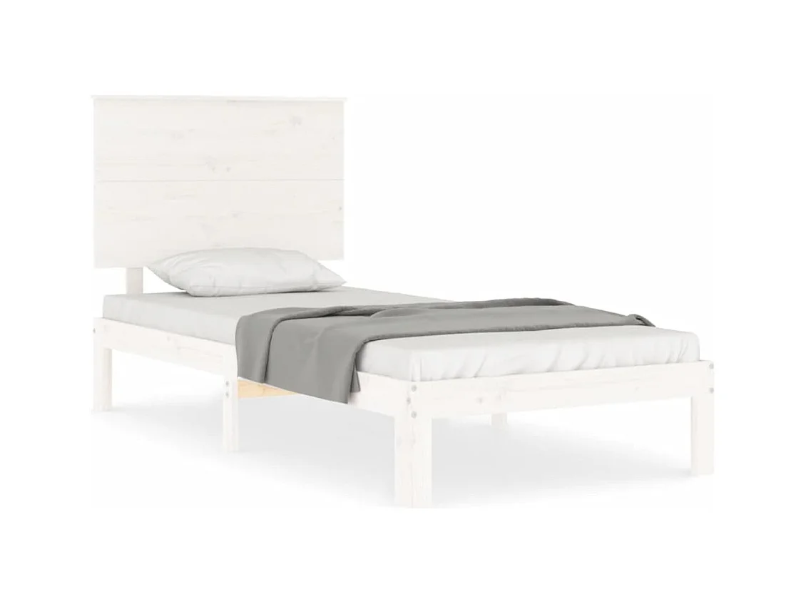 Cadre de lit et tête de lit blanc 100x200 bois massif