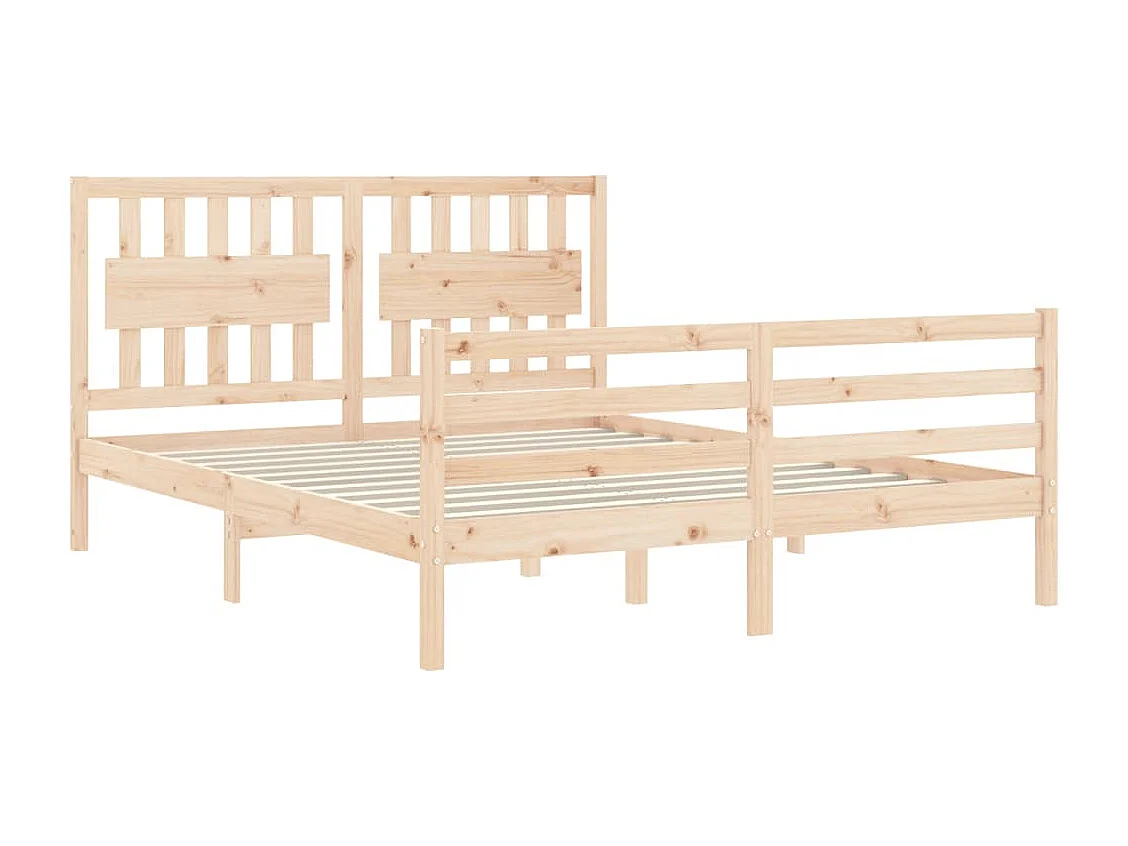 Cadre de lit avec tête de lit king size bois massif
