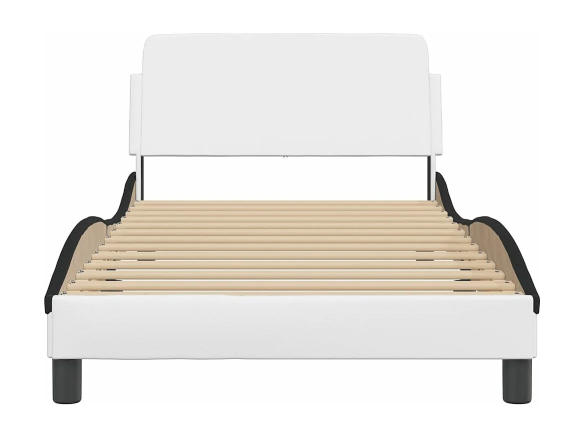 Cadre de lit et tête de lit blanc et noir 100x200 similicuir