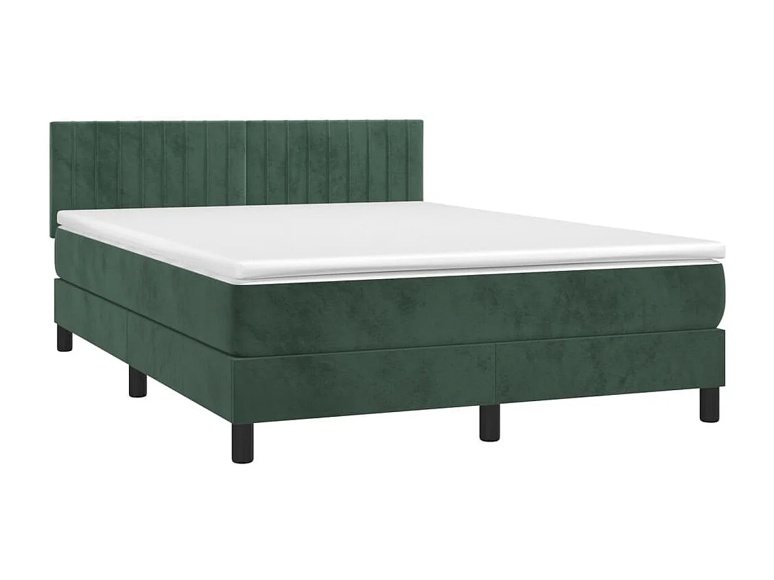Sommier à lattes de lit avec matelas LED Vert foncé 140x200