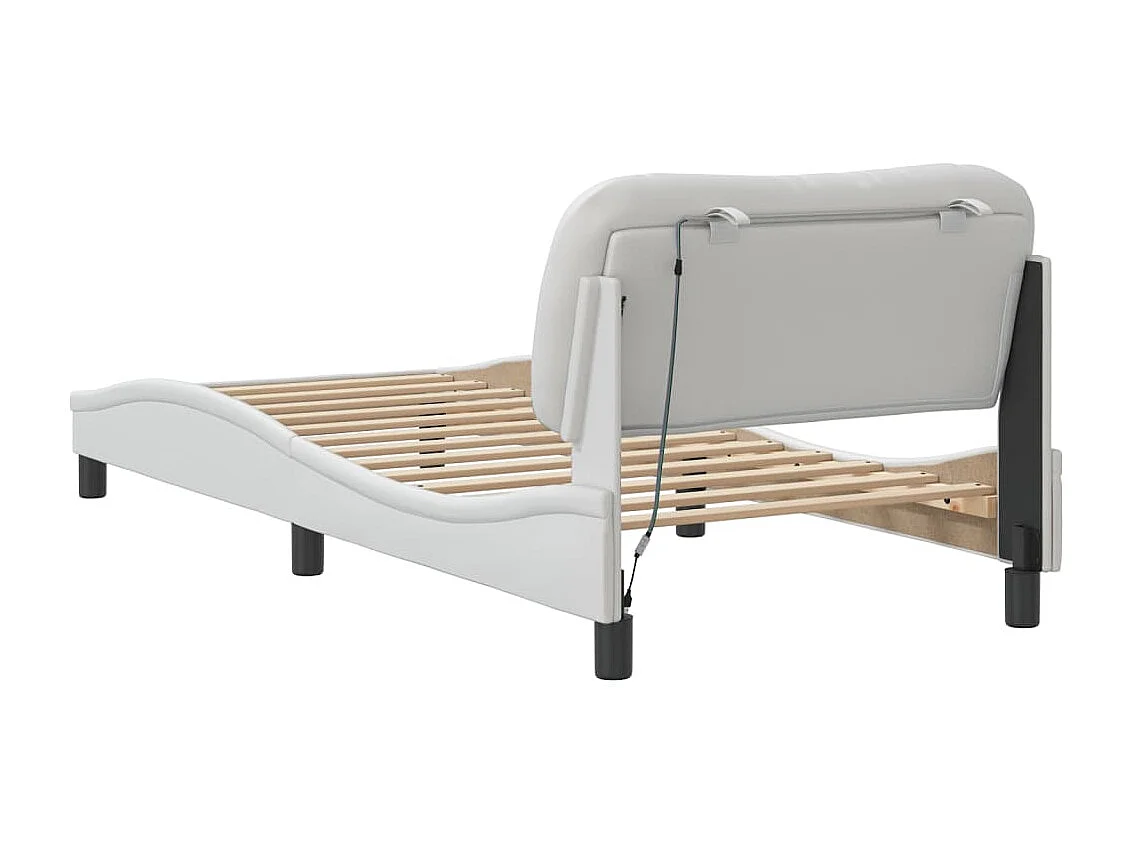 Cadre de lit avec lumières LED blanc 80x200 similicuir