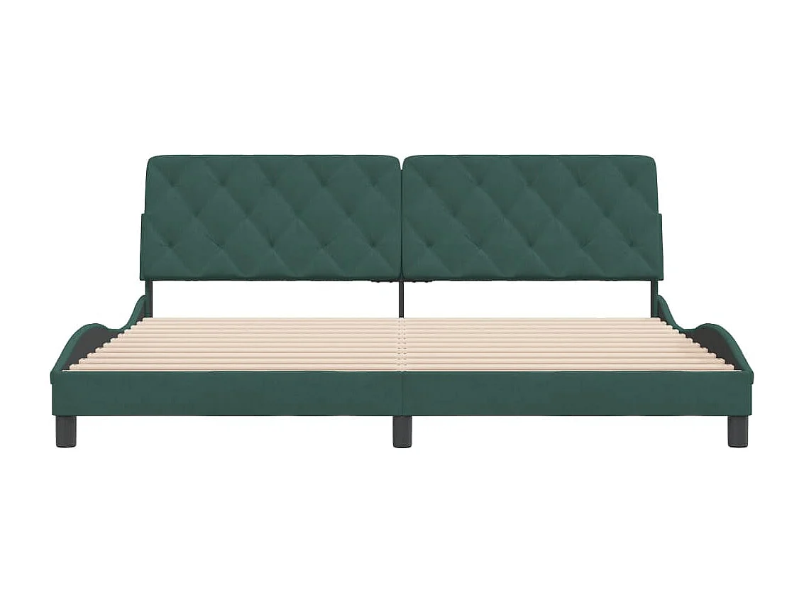 Cadre de lit avec tête de lit Vert foncé 200x200 Velours