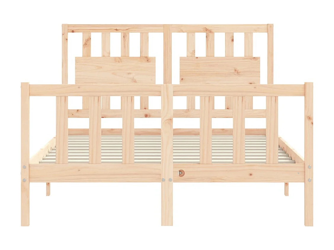 Bedframe met hoofdbord massief hout 140x190 cm