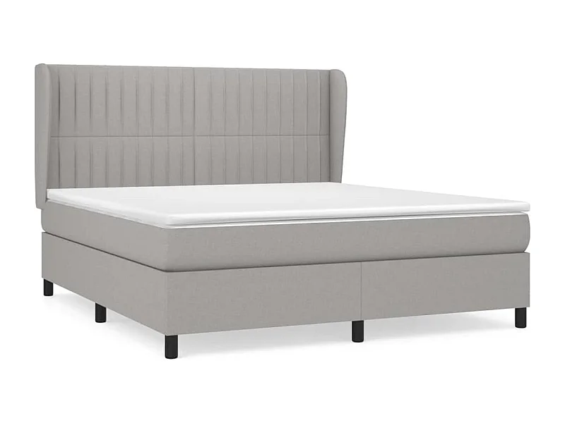 Lit à sommier tapissier avec matelas Gris clair 160x200 Tissu 3