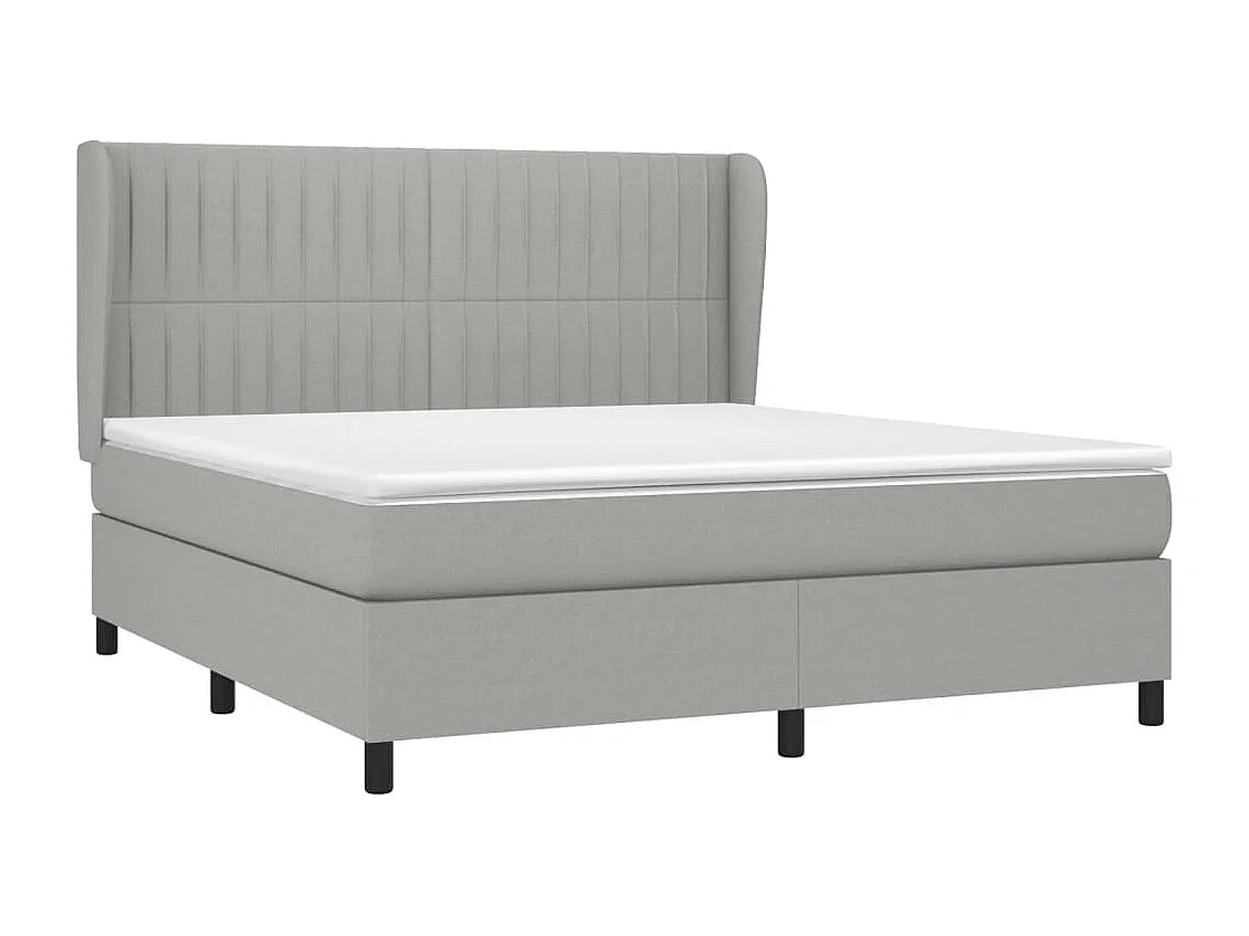 Lit à sommier tapissier avec matelas Gris clair 160x200 Tissu 3