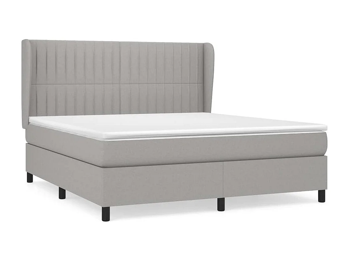 Lit à sommier tapissier avec matelas Gris clair 160x200 Tissu 3