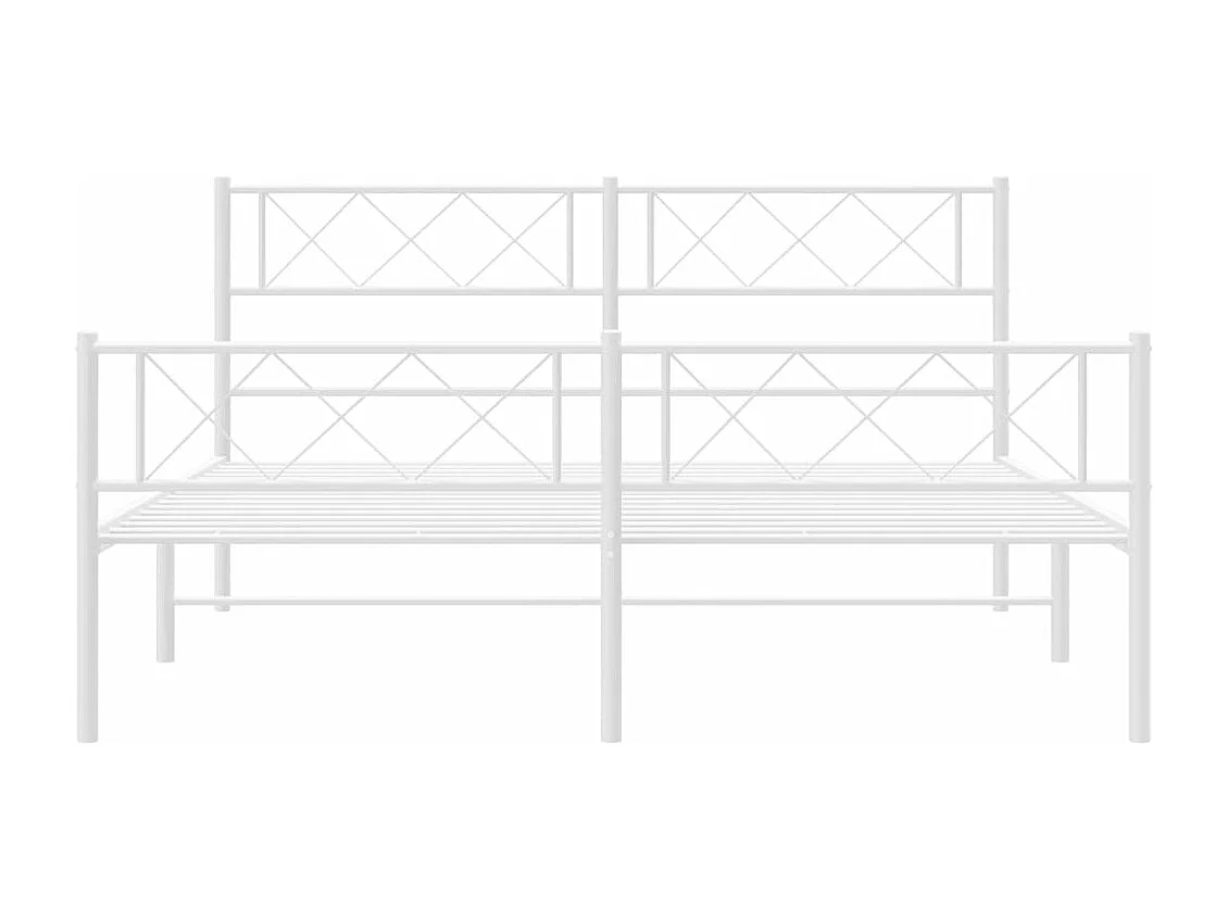 Cadre de lit métal avec tête de lit-pied de lit blanc 140x190