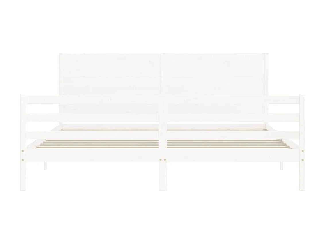 Cadre de lit avec tête de lit blanc 200x200 bois massif
