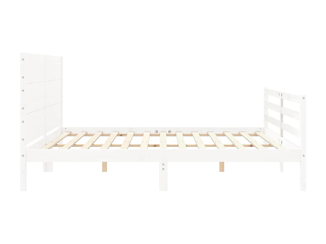 Cadre de lit avec tête de lit blanc 200x200 bois massif