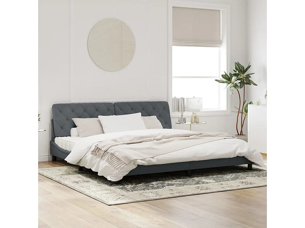 Cadre de lit avec lumières LED gris foncé 200x200 velours