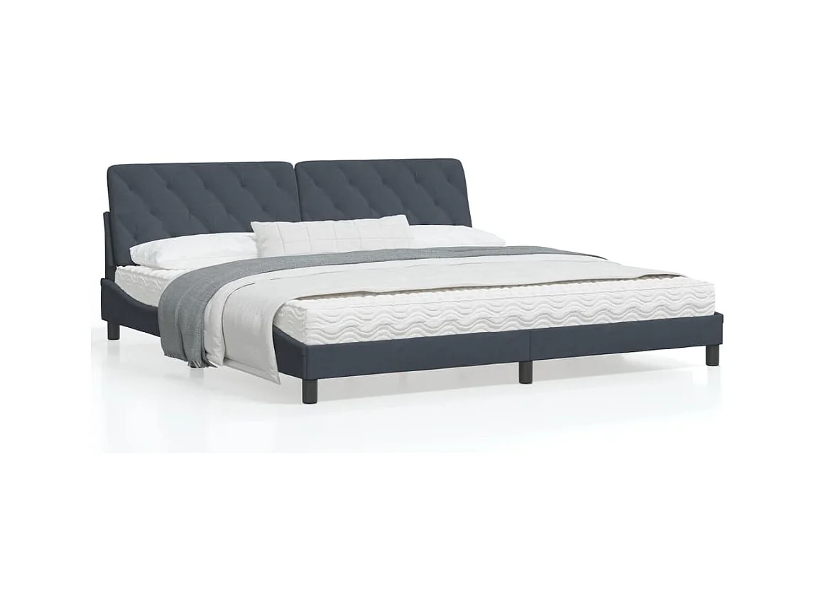 Cadre de lit avec lumières LED gris foncé 200x200 velours