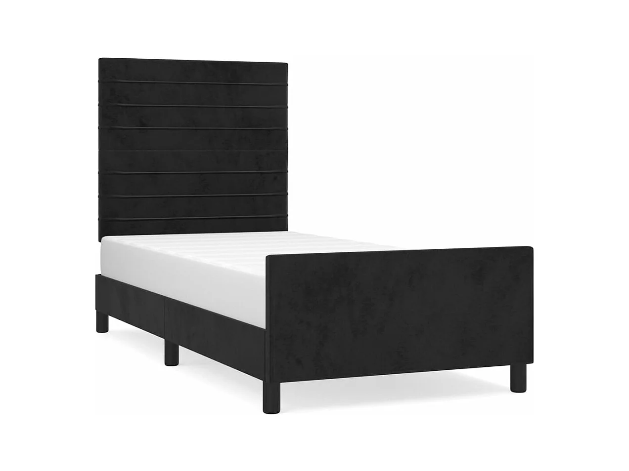 Cadre de lit avec tête de lit Noir 90x190 Velours