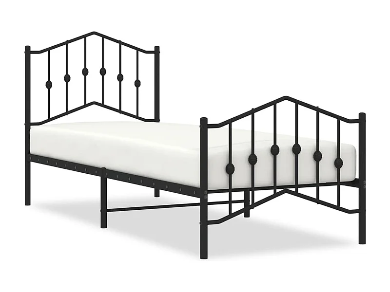 Cadre de lit métal avec tête de lit-pied de lit noir 80x200