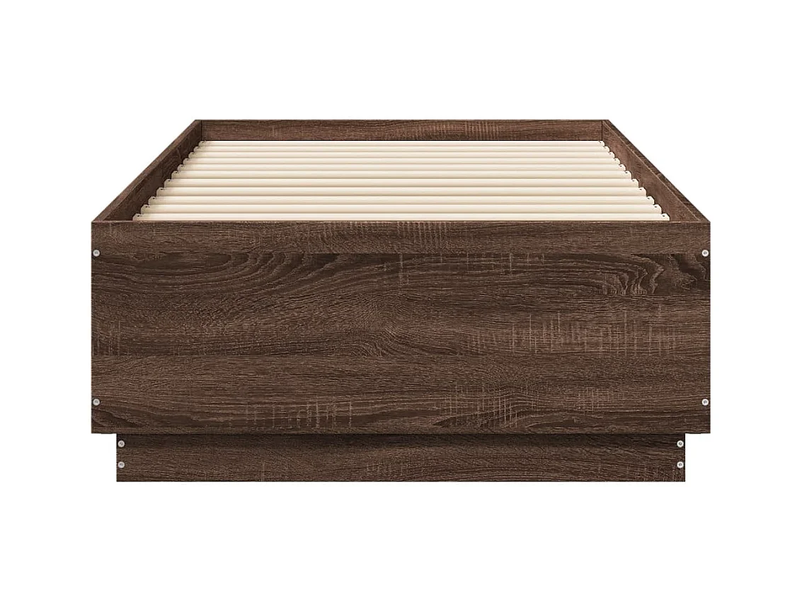 Cadre de lit avec lumières LED chêne marron 75x190