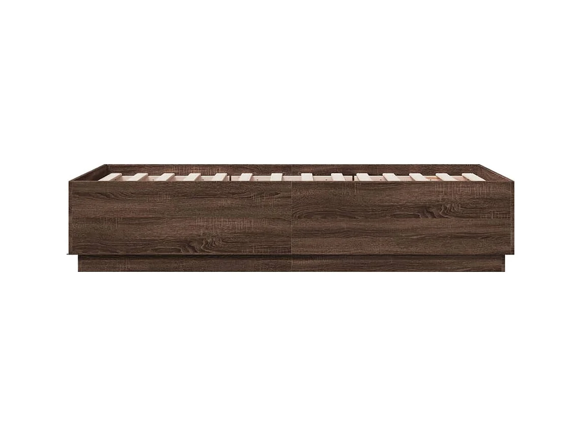 Cadre de lit avec lumières LED chêne marron 75x190