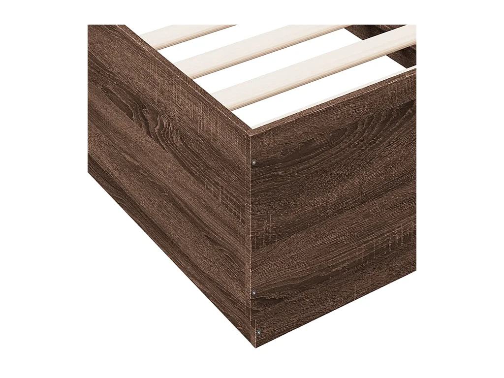 Cadre de lit avec lumières LED chêne marron 75x190