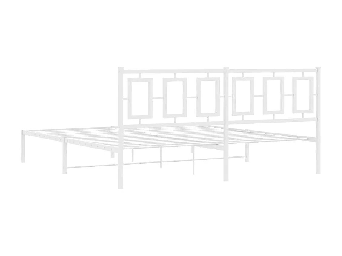 Cadre de lit métal avec tête de lit blanc 183x213