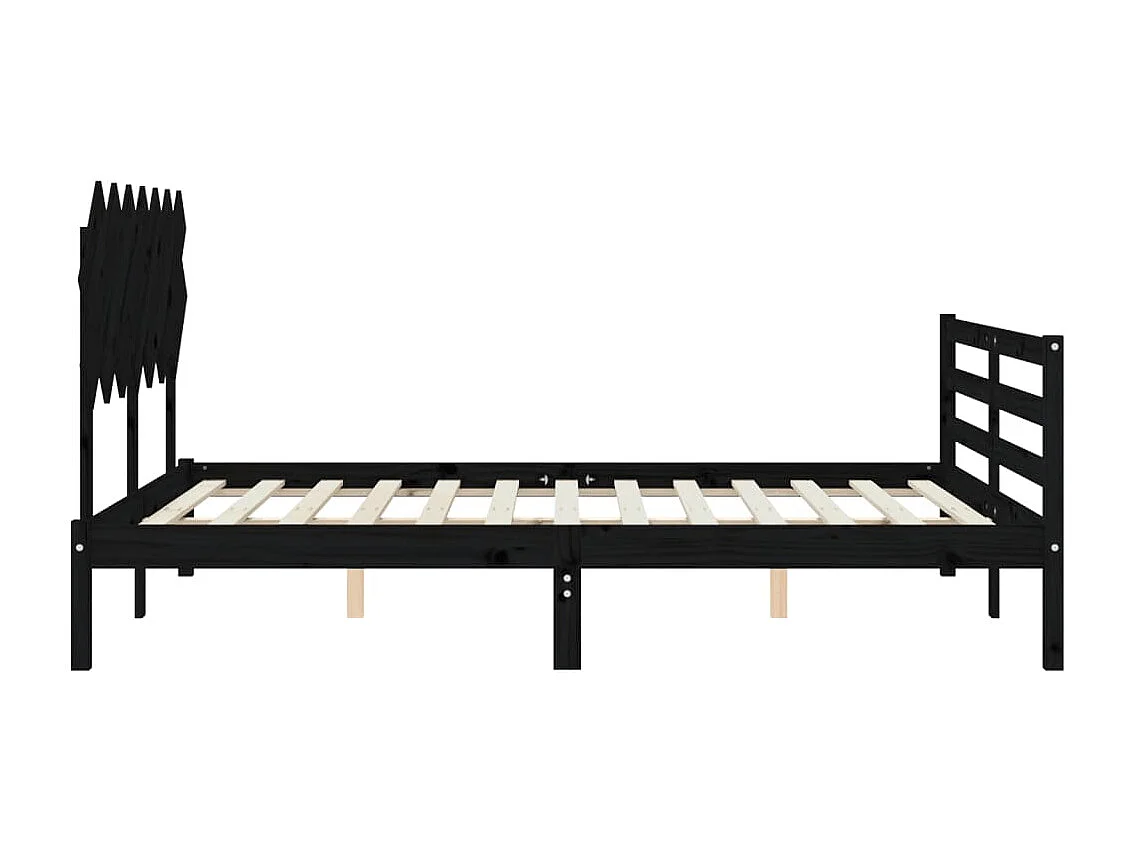 Cadre de lit avec tête de lit gris 140x190 bois massif