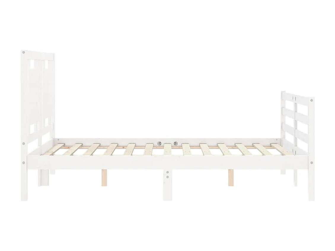 Cadre de lit avec tête de lit blanc 120x200 bois massif
