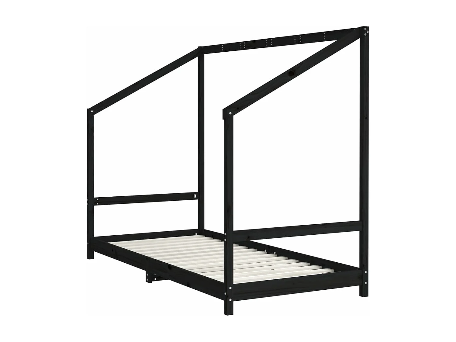 Cadre de lit pour enfants noir 90x200 bois de pin massif