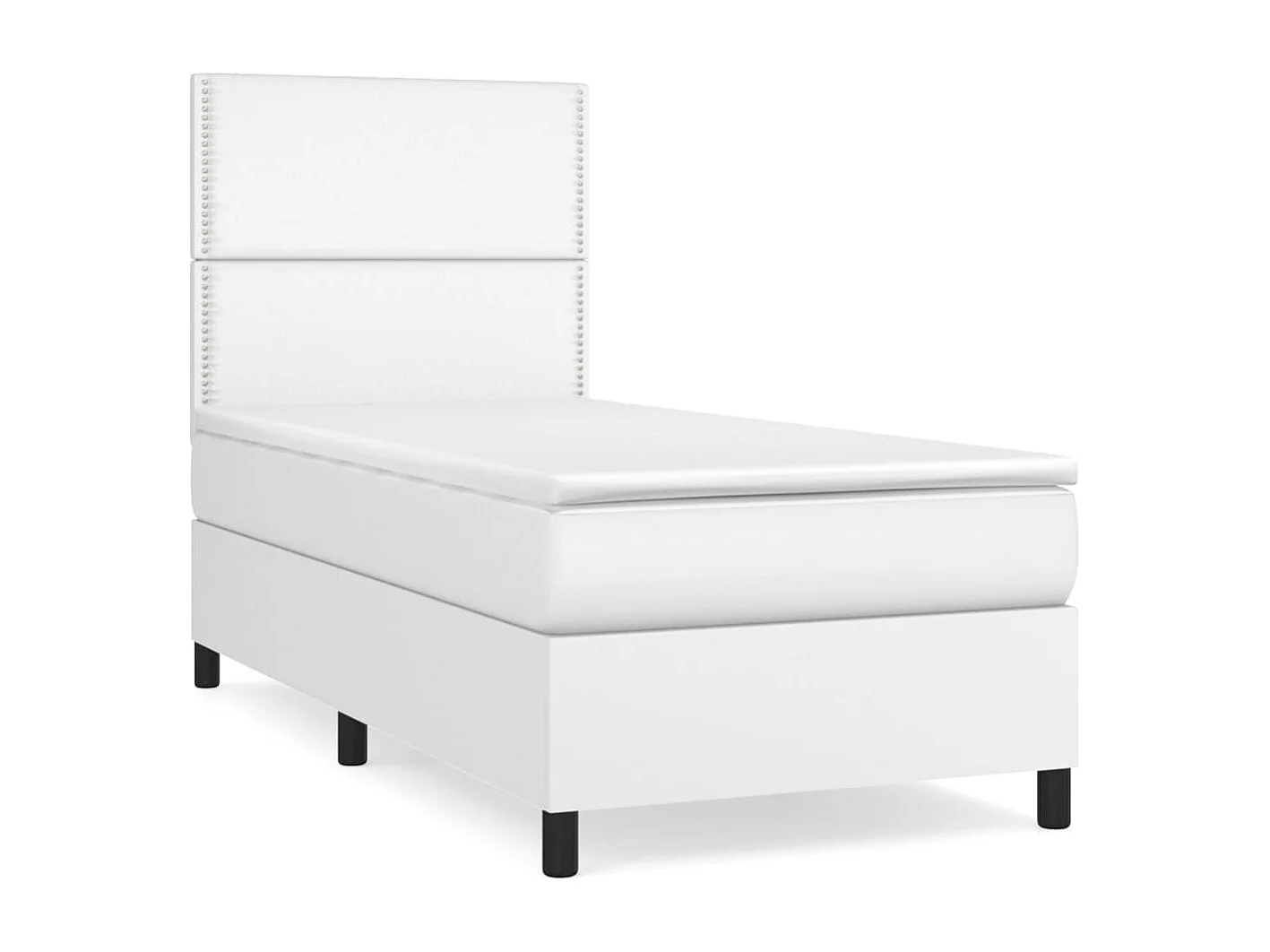 Sommier à lattes de lit avec matelas Blanc 90x190 Similicuir