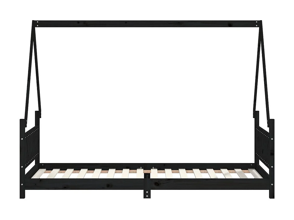 Cadre de lit pour enfants noir 80x200 bois de pin massif