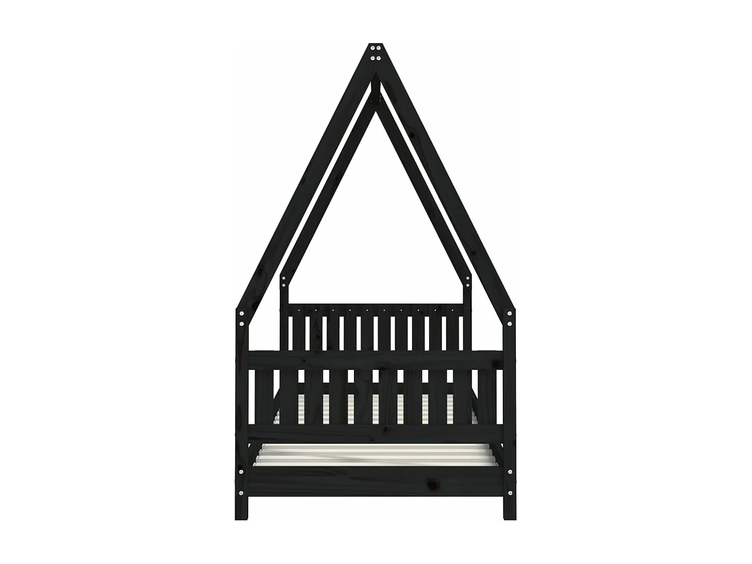 Cadre de lit pour enfants noir 80x200 bois de pin massif