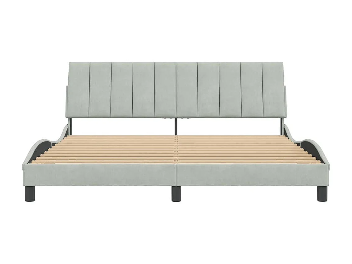 Cadre de lit avec tête de lit Gris clair 180x200 Velours