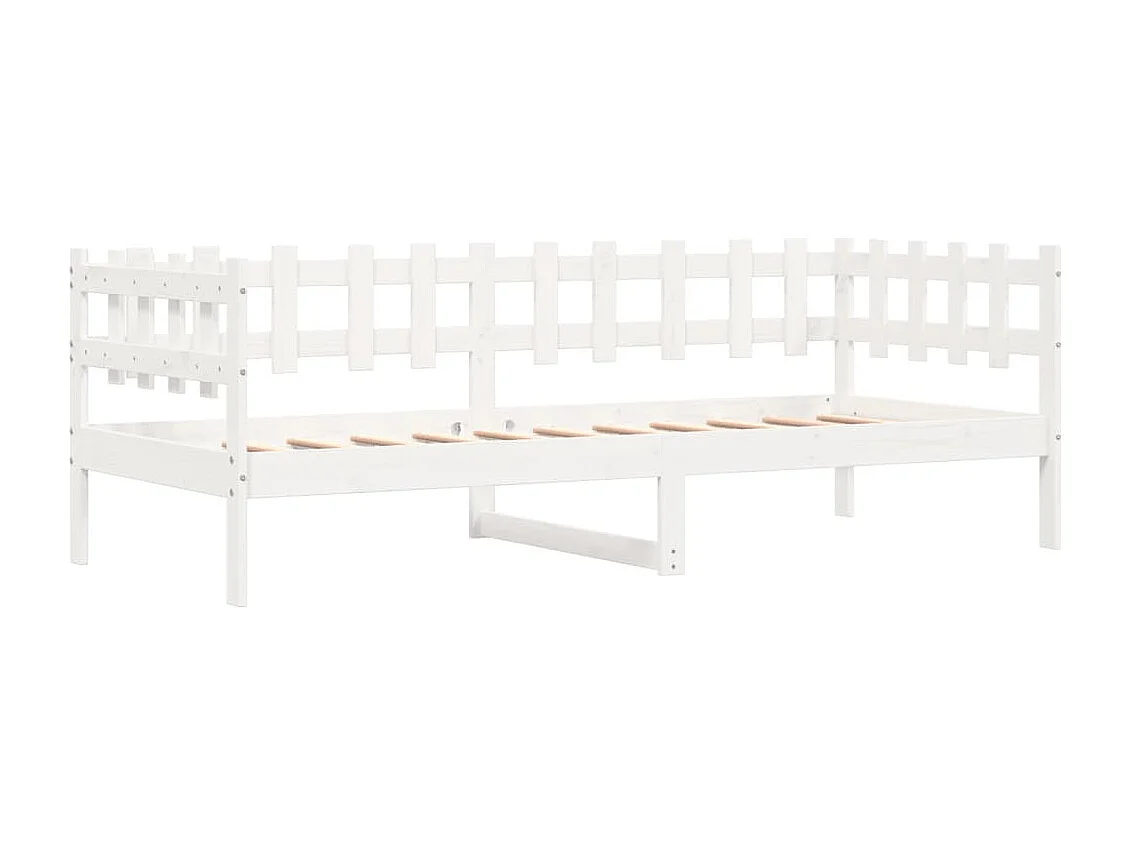 Lit de jour Blanc 90x200 Bois de pin massif
