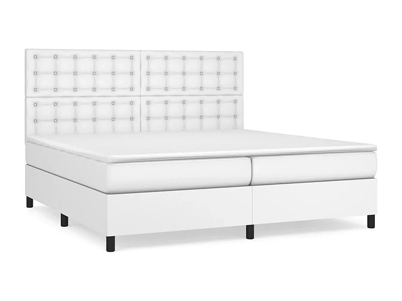 Sommier à lattes de lit avec matelas Blanc 200x200 Similicuir