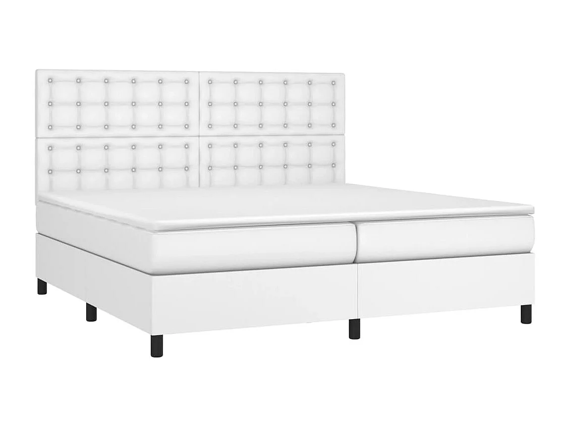 Sommier à lattes de lit avec matelas Blanc 200x200 Similicuir