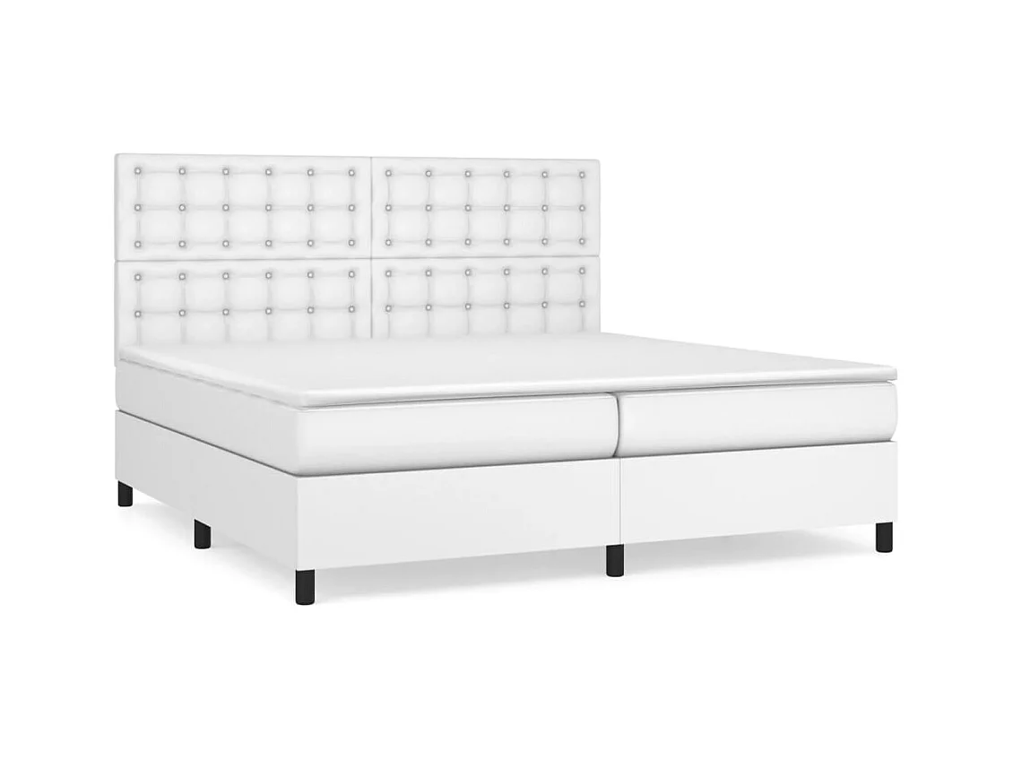 Sommier à lattes de lit avec matelas Blanc 200x200 Similicuir