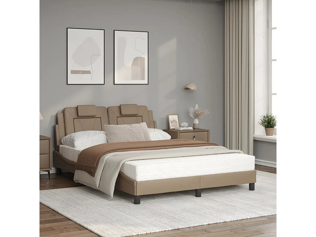 Lit avec matelas cappuccino 120x200 similicuir