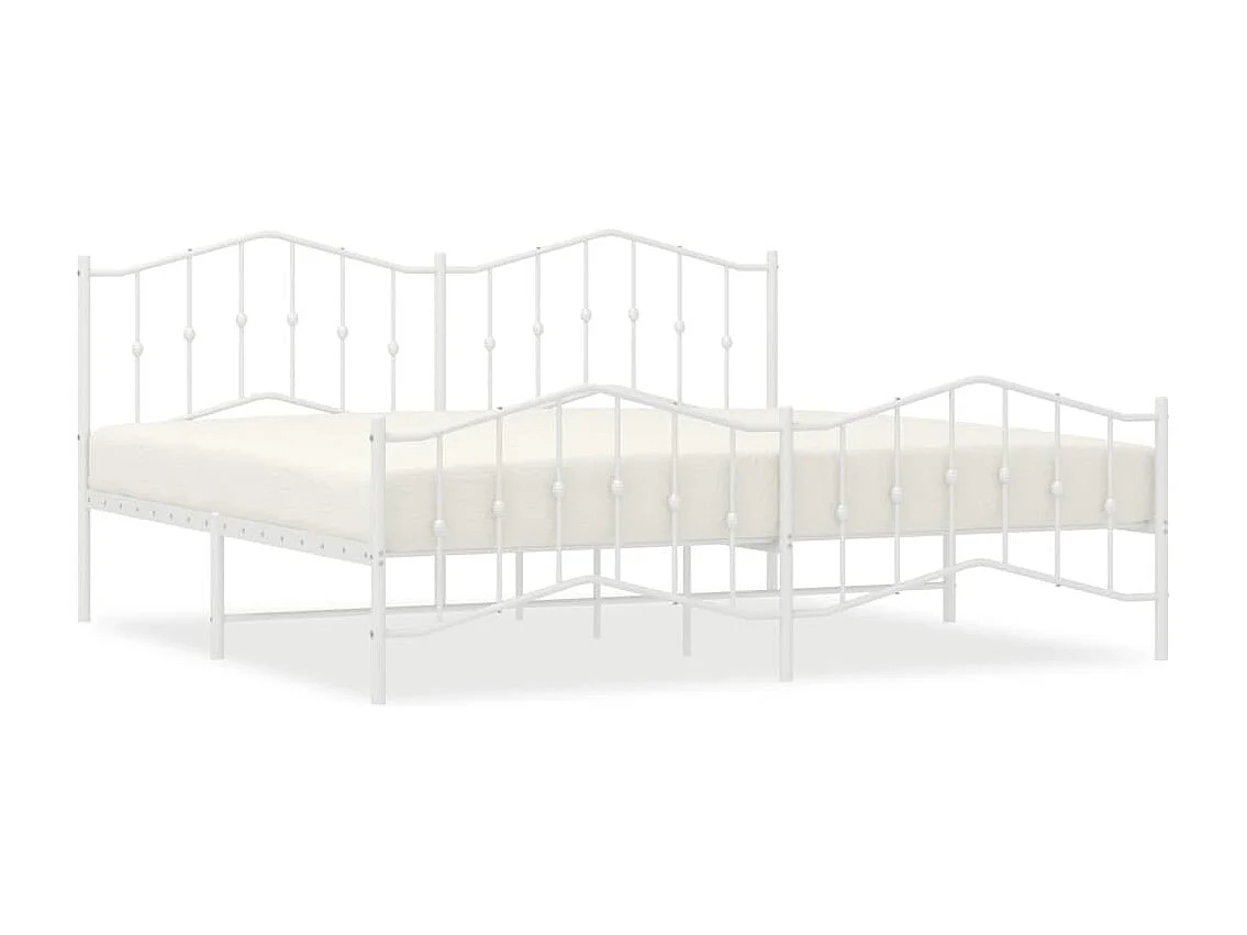 Cadre de lit métal avec tête de lit-pied de lit blanc 193x203