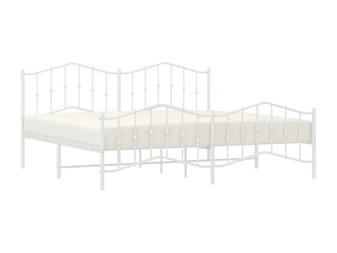 Cadre de lit métal avec tête de lit-pied de lit blanc 193x203