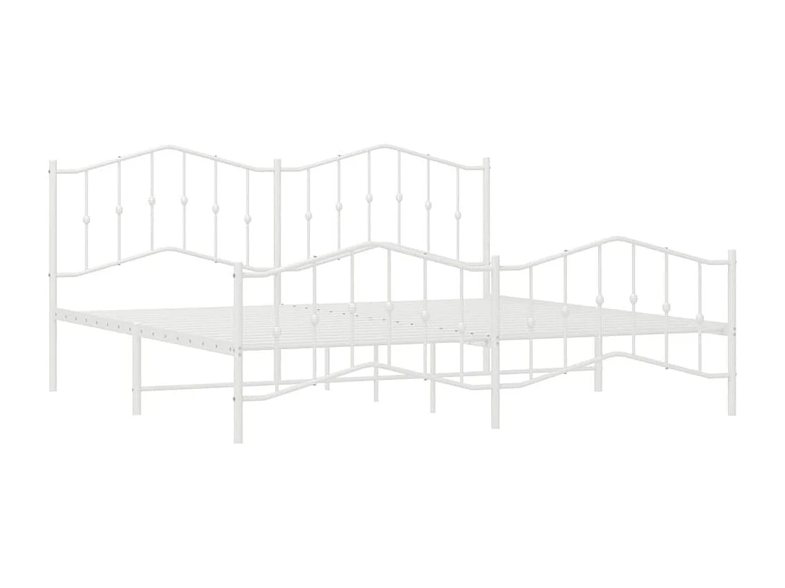 Cadre de lit métal avec tête de lit-pied de lit blanc 193x203