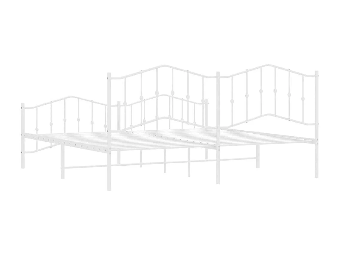 Cadre de lit métal avec tête de lit-pied de lit blanc 193x203